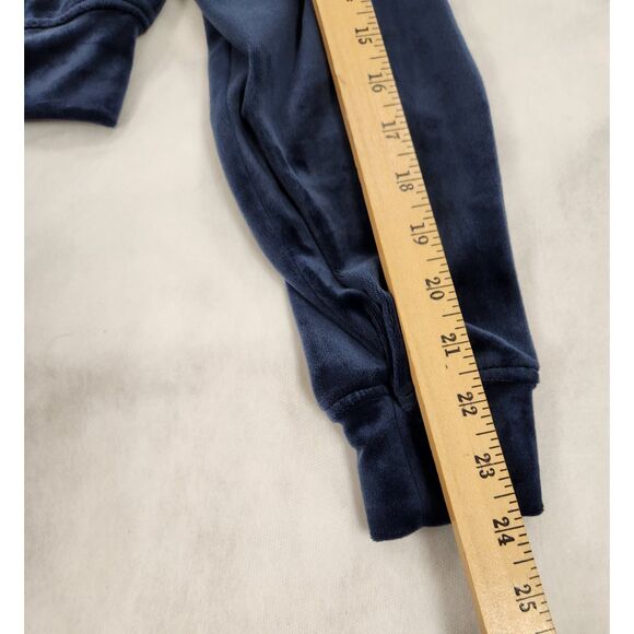 Urban Love Velour Zip Hoodie Jacket Size L Navy Y2K Cropped Rhinestone Lounge - Picture 9 of 9